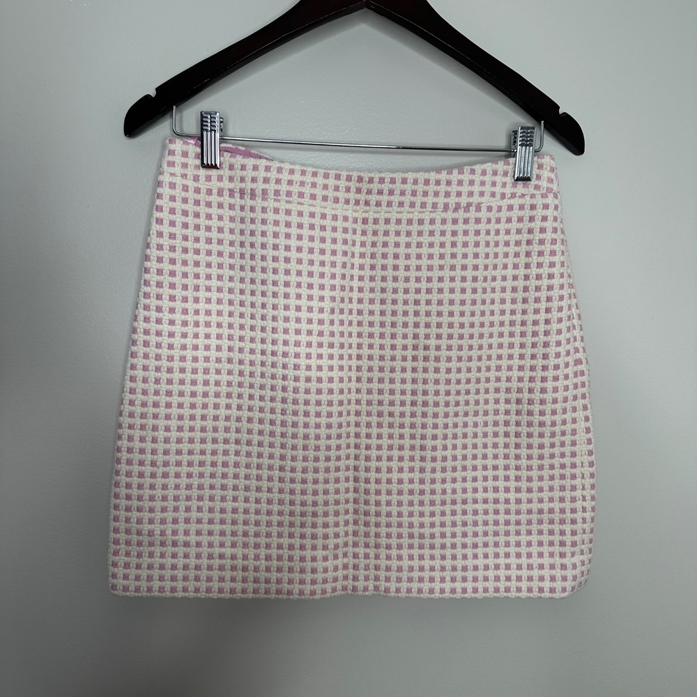 Banana Republic Women's Textured Grid A Line Mini Skirt Pink White Size 2‎ Y2K